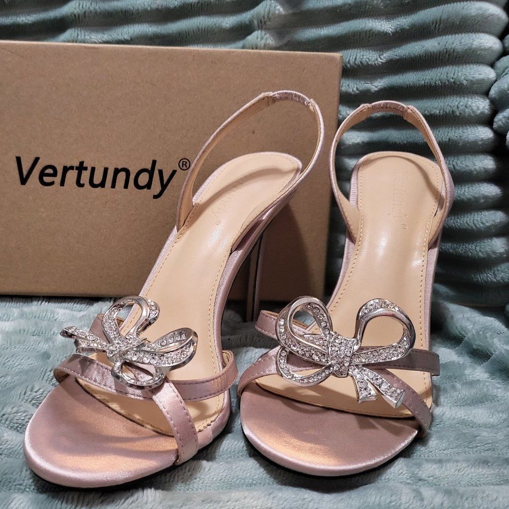 NIB Vertundy Pink Slingback Heels | Rounded Toe Dress Pumps | Women's 8.5